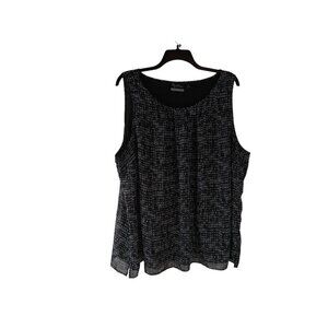 Added Dimensions Womens Top Black Lined Sleeveless Geometric Blouse Size 4X Plus